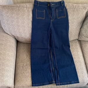 Dark wash wide leg jeans
